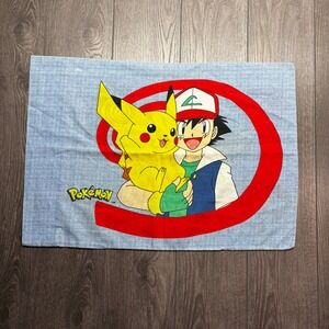 Vintage 1998 Pokemon Pillowcase Ash Ketchum Pikachu Squirtle Meowth Nintendo
